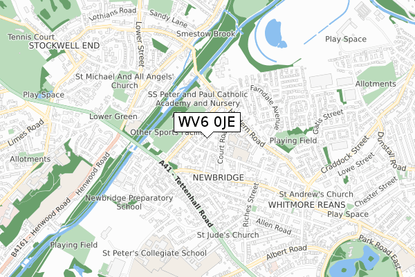 WV6 0JE map - small scale - OS Open Zoomstack (Ordnance Survey)