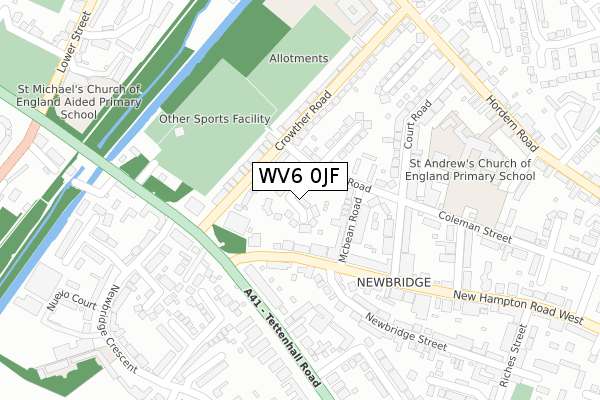 WV6 0JF map - large scale - OS Open Zoomstack (Ordnance Survey)