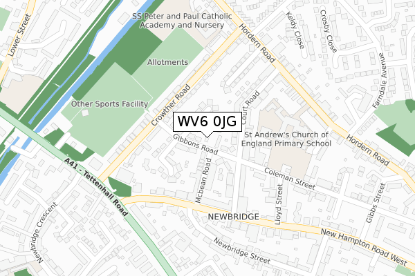 WV6 0JG map - large scale - OS Open Zoomstack (Ordnance Survey)