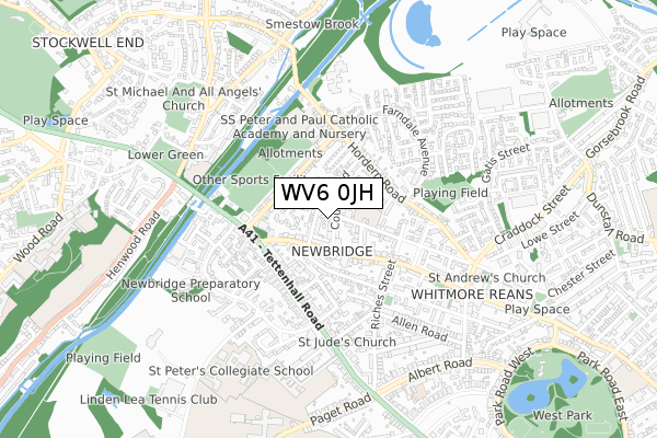 WV6 0JH map - small scale - OS Open Zoomstack (Ordnance Survey)