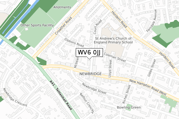 WV6 0JJ map - large scale - OS Open Zoomstack (Ordnance Survey)