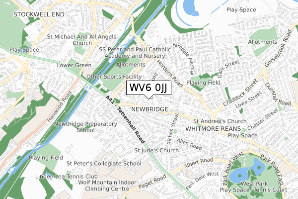 WV6 0JJ map - small scale - OS Open Zoomstack (Ordnance Survey)