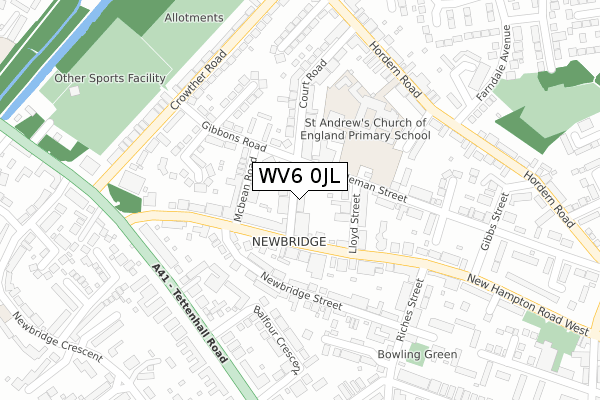 WV6 0JL map - large scale - OS Open Zoomstack (Ordnance Survey)