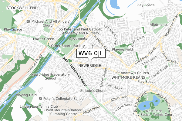 WV6 0JL map - small scale - OS Open Zoomstack (Ordnance Survey)