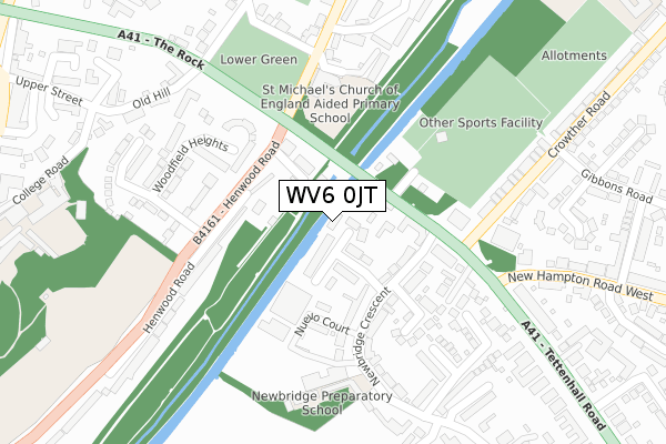 WV6 0JT map - large scale - OS Open Zoomstack (Ordnance Survey)