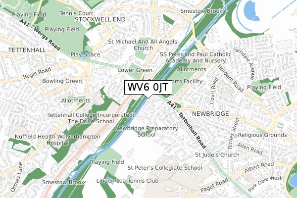 WV6 0JT map - small scale - OS Open Zoomstack (Ordnance Survey)