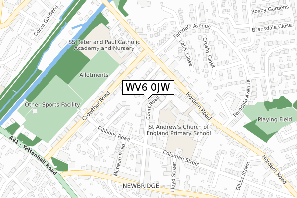 WV6 0JW map - large scale - OS Open Zoomstack (Ordnance Survey)