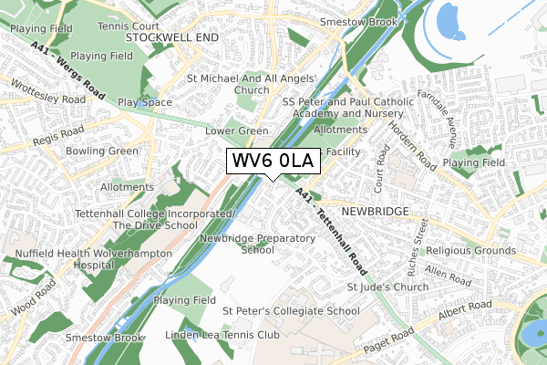 WV6 0LA map - small scale - OS Open Zoomstack (Ordnance Survey)