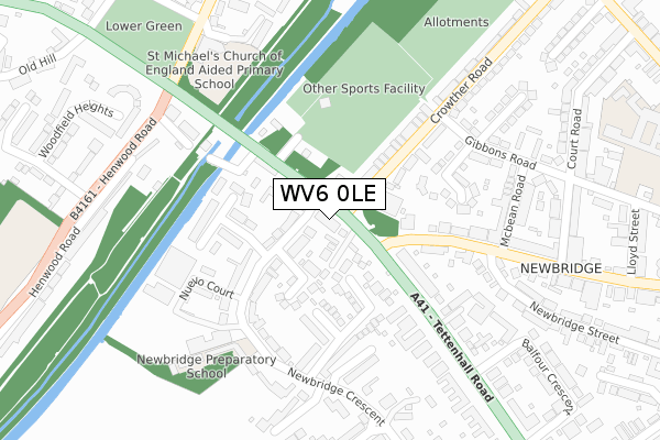 WV6 0LE map - large scale - OS Open Zoomstack (Ordnance Survey)