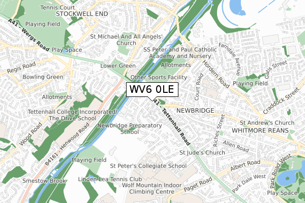 WV6 0LE map - small scale - OS Open Zoomstack (Ordnance Survey)