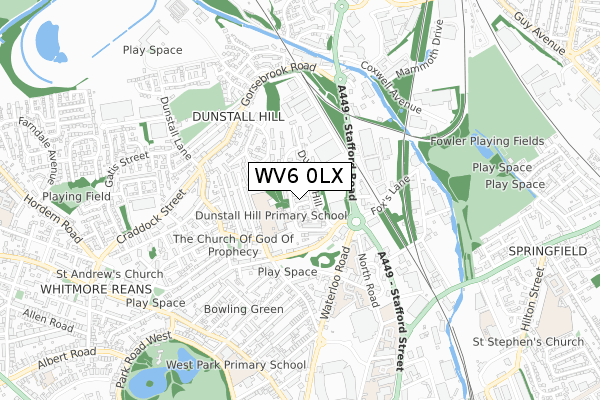 WV6 0LX map - small scale - OS Open Zoomstack (Ordnance Survey)