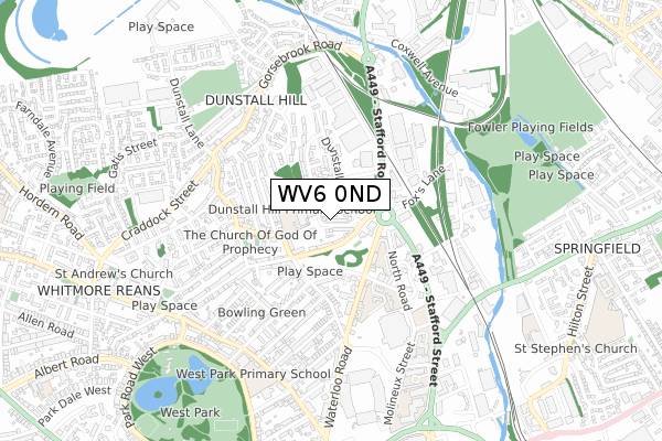 WV6 0ND map - small scale - OS Open Zoomstack (Ordnance Survey)