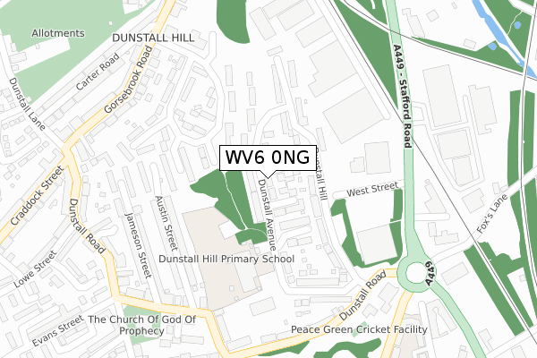 WV6 0NG map - large scale - OS Open Zoomstack (Ordnance Survey)