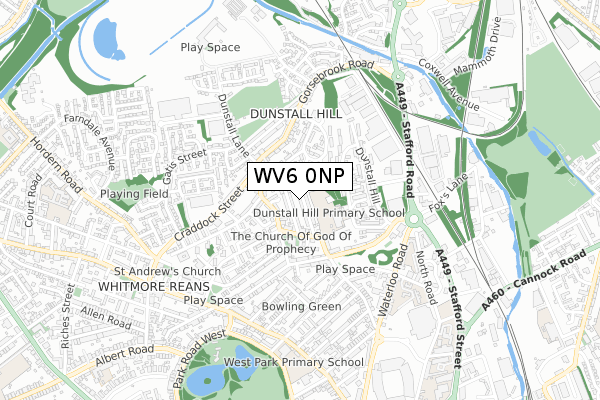 WV6 0NP map - small scale - OS Open Zoomstack (Ordnance Survey)