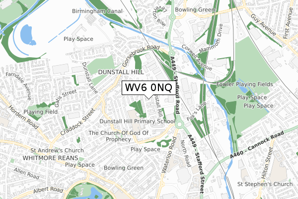 WV6 0NQ map - small scale - OS Open Zoomstack (Ordnance Survey)