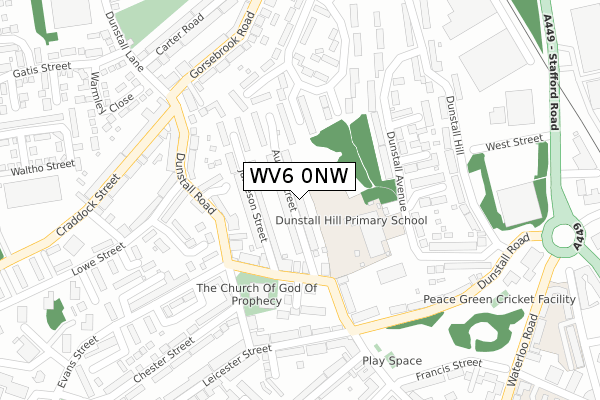 WV6 0NW map - large scale - OS Open Zoomstack (Ordnance Survey)