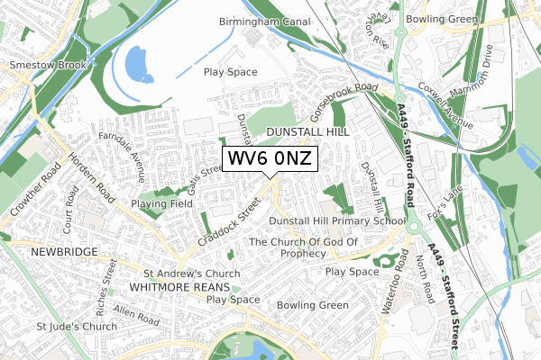 WV6 0NZ map - small scale - OS Open Zoomstack (Ordnance Survey)