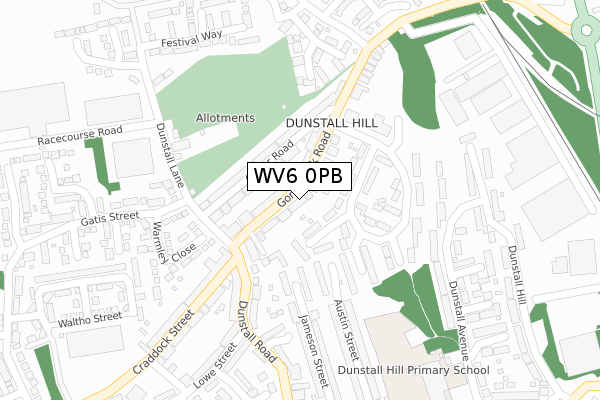 WV6 0PB map - large scale - OS Open Zoomstack (Ordnance Survey)