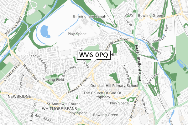 WV6 0PQ map - small scale - OS Open Zoomstack (Ordnance Survey)