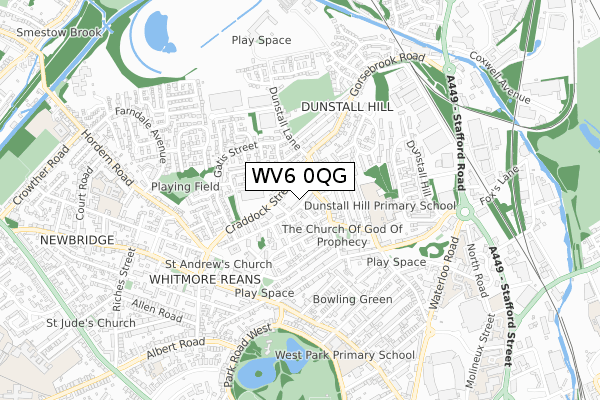 WV6 0QG map - small scale - OS Open Zoomstack (Ordnance Survey)