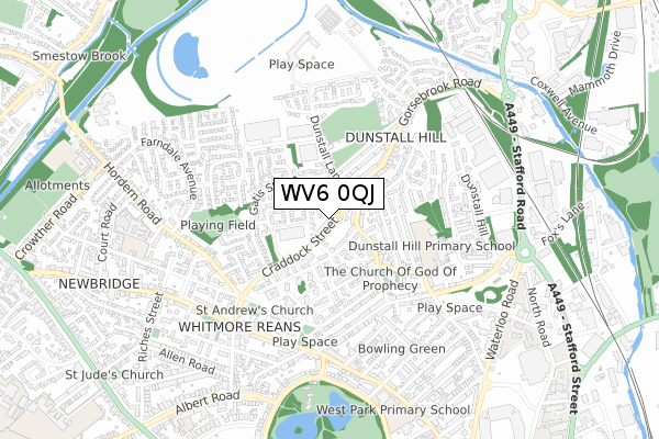 WV6 0QJ map - small scale - OS Open Zoomstack (Ordnance Survey)