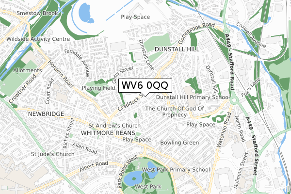 WV6 0QQ map - small scale - OS Open Zoomstack (Ordnance Survey)