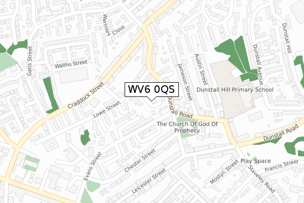 WV6 0QS map - large scale - OS Open Zoomstack (Ordnance Survey)