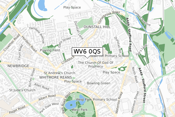 WV6 0QS map - small scale - OS Open Zoomstack (Ordnance Survey)