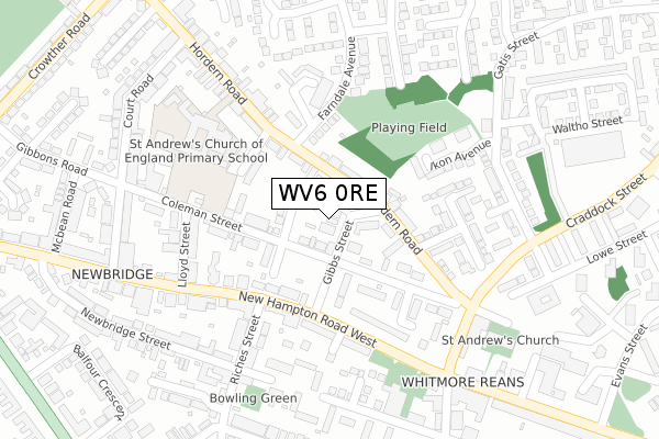 WV6 0RE map - large scale - OS Open Zoomstack (Ordnance Survey)