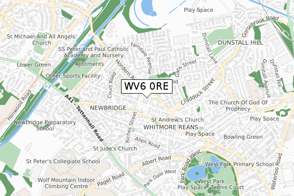 WV6 0RE map - small scale - OS Open Zoomstack (Ordnance Survey)