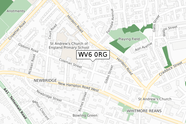 WV6 0RG map - large scale - OS Open Zoomstack (Ordnance Survey)