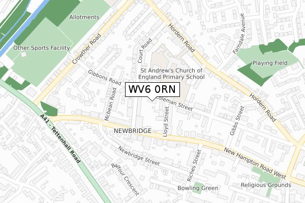 WV6 0RN map - large scale - OS Open Zoomstack (Ordnance Survey)