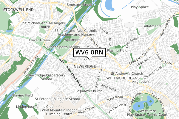 WV6 0RN map - small scale - OS Open Zoomstack (Ordnance Survey)