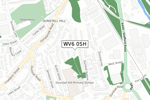 WV6 0SH map - large scale - OS Open Zoomstack (Ordnance Survey)