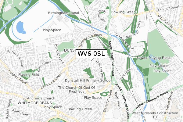 WV6 0SL map - small scale - OS Open Zoomstack (Ordnance Survey)