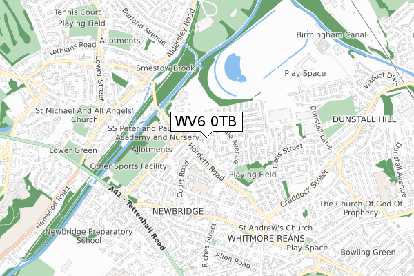 WV6 0TB map - small scale - OS Open Zoomstack (Ordnance Survey)