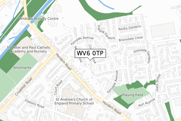 WV6 0TP map - large scale - OS Open Zoomstack (Ordnance Survey)