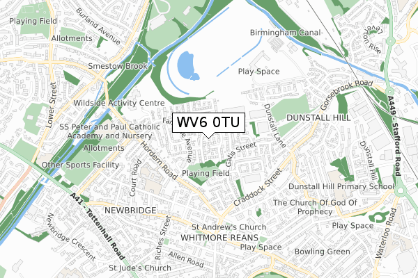 WV6 0TU map - small scale - OS Open Zoomstack (Ordnance Survey)