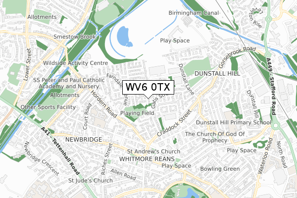 WV6 0TX map - small scale - OS Open Zoomstack (Ordnance Survey)