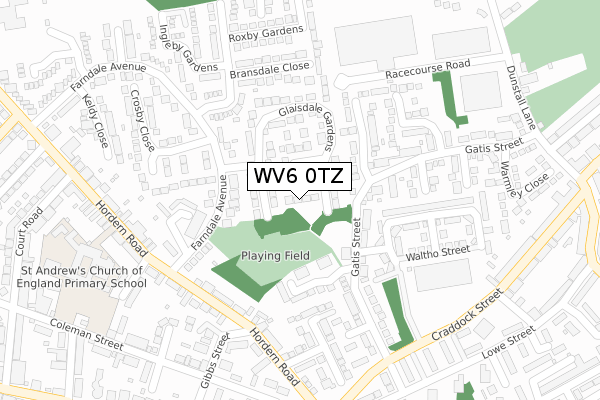 WV6 0TZ map - large scale - OS Open Zoomstack (Ordnance Survey)