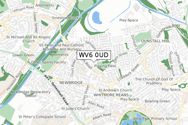 WV6 0UD map - small scale - OS Open Zoomstack (Ordnance Survey)