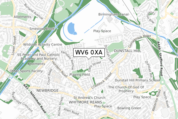 WV6 0XA map - small scale - OS Open Zoomstack (Ordnance Survey)