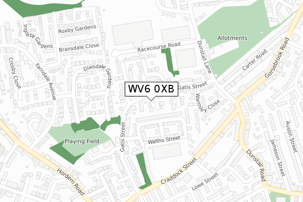 WV6 0XB map - large scale - OS Open Zoomstack (Ordnance Survey)