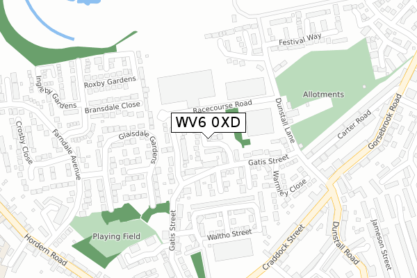 WV6 0XD map - large scale - OS Open Zoomstack (Ordnance Survey)