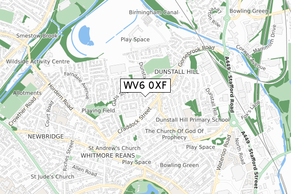 WV6 0XF map - small scale - OS Open Zoomstack (Ordnance Survey)