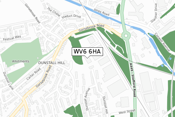 WV6 6HA map - large scale - OS Open Zoomstack (Ordnance Survey)