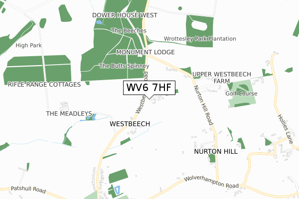 WV6 7HF map - small scale - OS Open Zoomstack (Ordnance Survey)