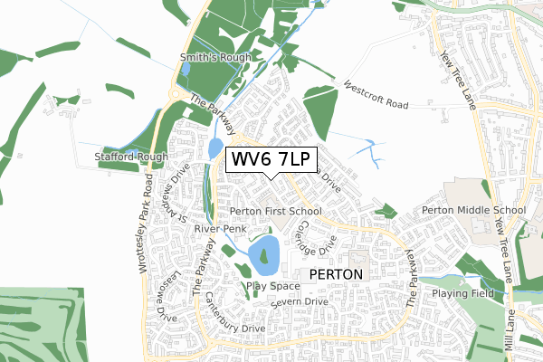 WV6 7LP map - small scale - OS Open Zoomstack (Ordnance Survey)