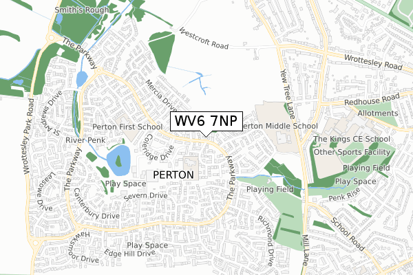 WV6 7NP map - small scale - OS Open Zoomstack (Ordnance Survey)