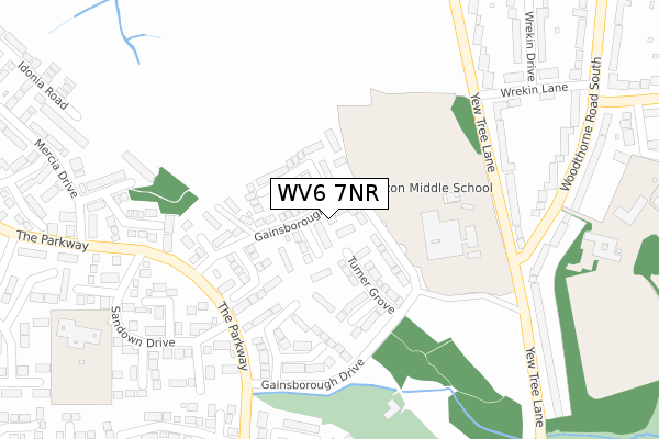 WV6 7NR map - large scale - OS Open Zoomstack (Ordnance Survey)